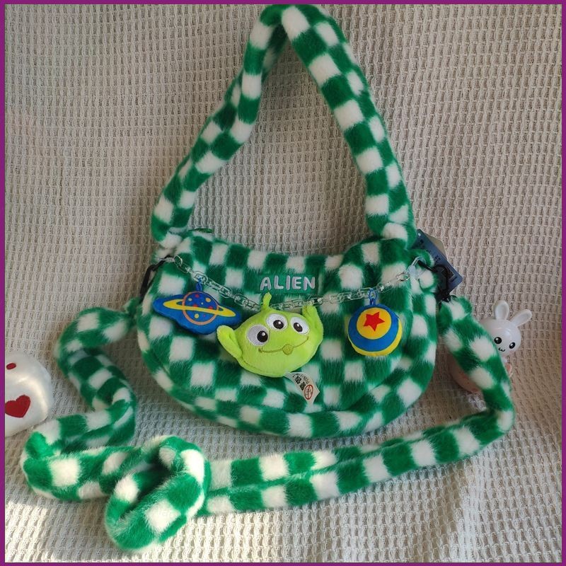 Yt5 Disney Toy Story Alien Plush Bag สําหรับสาว Tote Bag กระเป๋าสะพายตุ๊กตาเอเลี่ยนกระเป๋าช้อปปิ้ง T