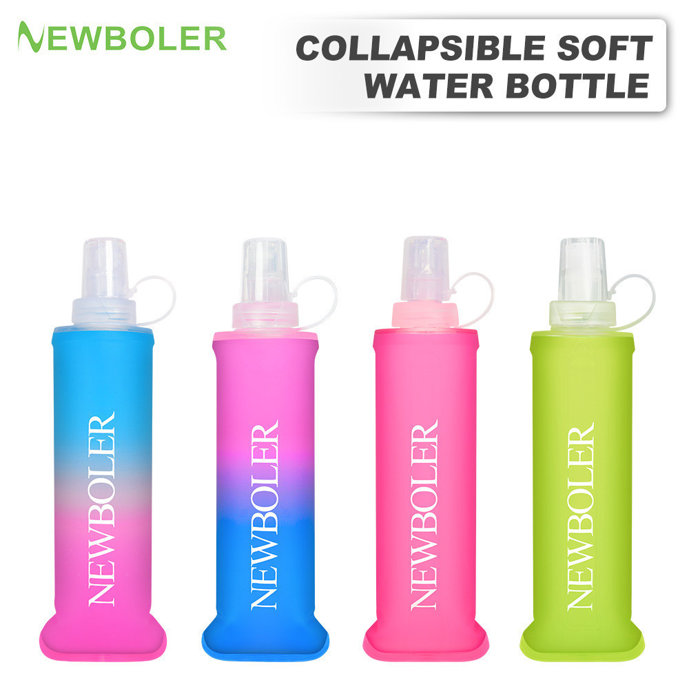 Newboler 150ml 250ml 500ml สีสันGradient Soft Flask TPUพับซิลิโคนขวดน้ํากีฬากลางแจ้งเดินทางวิ่งออกกําลังกายJogging BPAฟรี