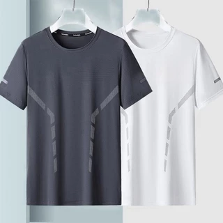 ฤดูร้อน ฤดูร้อน เสื้อยืด ชาย คอกลม เสื้อผ้าแห้งเร็ว แขนสั้น แบบบาง ระบายอากาศได้ดี ใส่สบาย