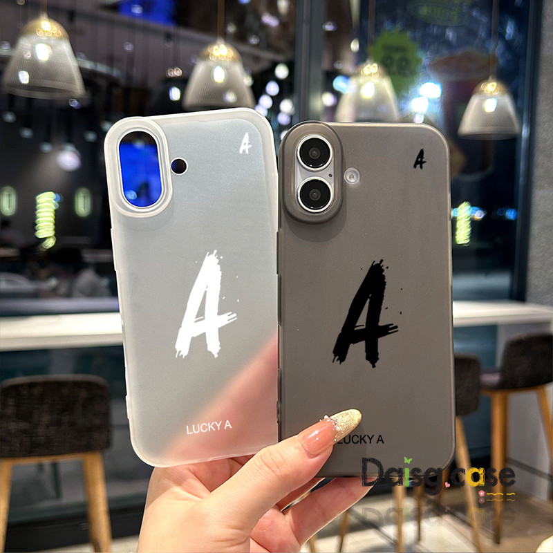 สําหรับIphone 16 pro Case 11 12 13 14 15Pro Max Lucky AรูปแบบสีดําClear Frostedเคสโทรศัพท์TPU Soft 7