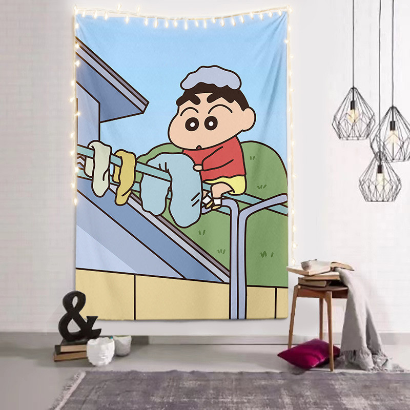 ผ้าแขวน Agirl Crayon Shin-chan ผ้าพื้นหลังการ์ตูนน่ารัก ตกแต่งหอพักนักเรียน ผ้าม่านแนวตั้ง