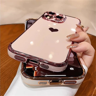 หรูหรา 6D ชุบเคสโทรศัพท์สําหรับ IPhone 11 12 13 14 15 16 Pro Max Soft TPU ปลอกรูปแบบรักฝาครอบกันกระแทก