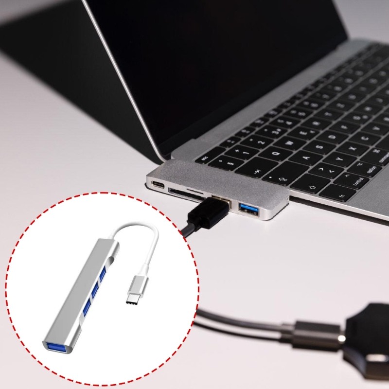 EZ USB C USB Hub 4 พอร์ตอะแดปเตอร์สําหรับ 4 in 1 USB C USB Hub Dongle 3xUSB2 0+1xUSB3 0