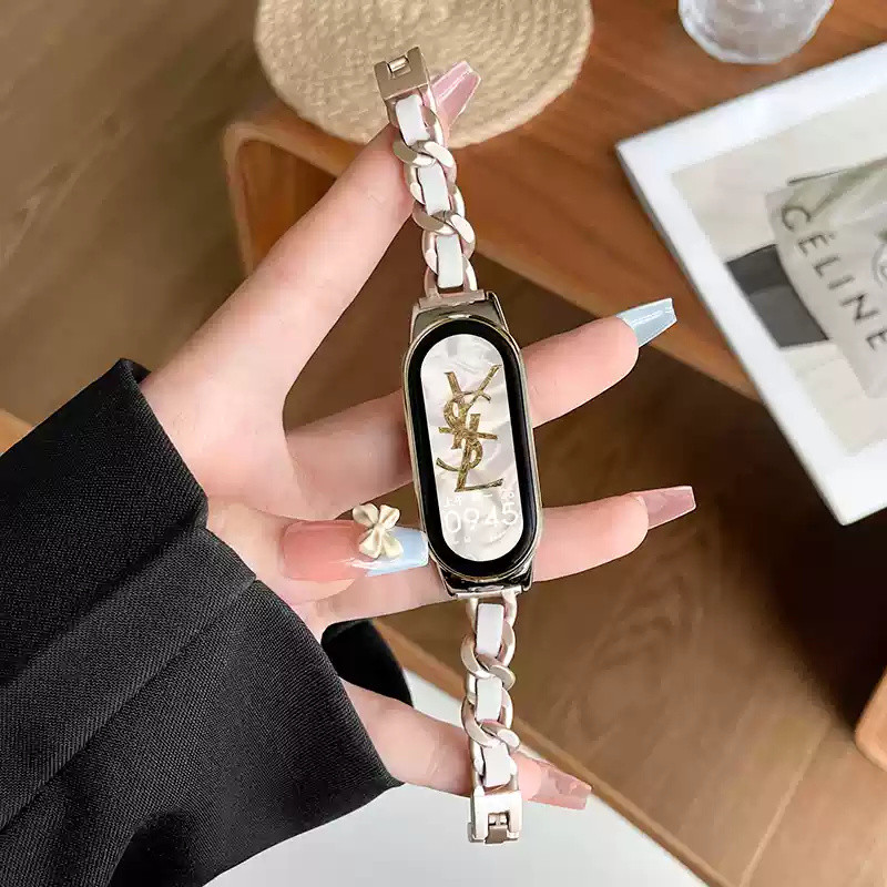 สายนาฬิกาผู้หญิงสร้อยข้อมือหรูหราสําหรับ Xiaomi Mi Band 9 8 NFC Redmi Watch 5 4 Active/Lite สร้อยข้อมือสายนาฬิกาอัจฉริยะนาฬิกาข้อมือสําหรับ Mi Band