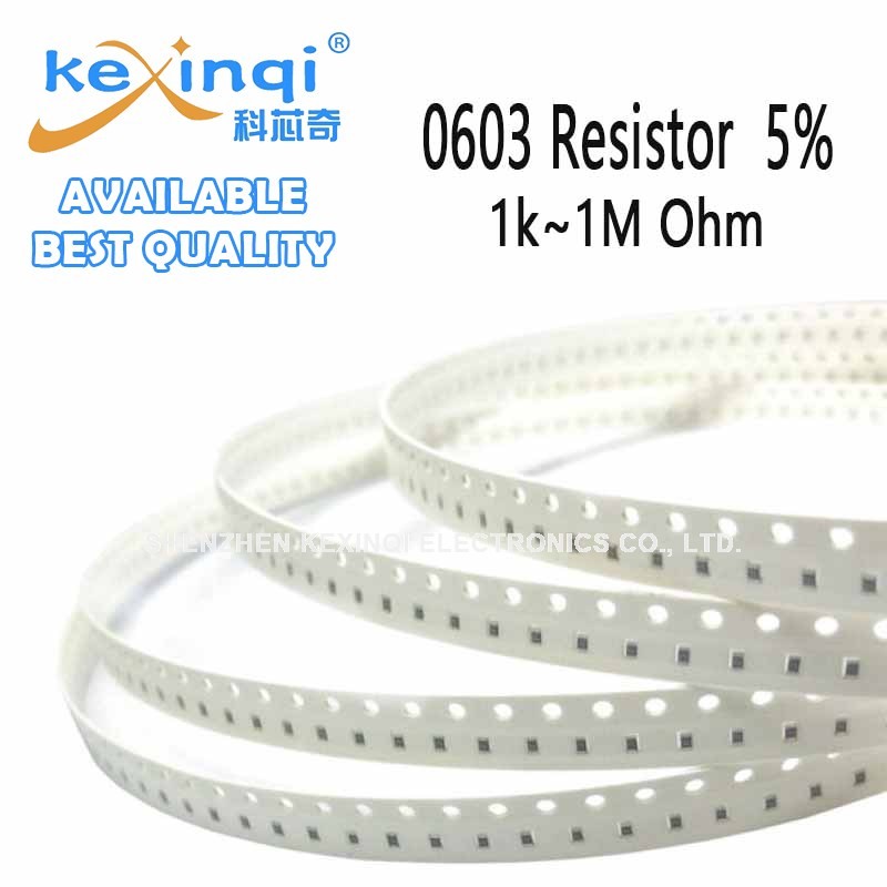 (100 ชิ้น) 0603 ตัวต้านทาน SMD 1K ~ 10M 5% 1/10W 1.5K 2.2K 4.7K 6.8K 10K 33K 47K 51K 68K 100K 470K 510K 680K 1M 2.4M Ohm ความต้านทาน