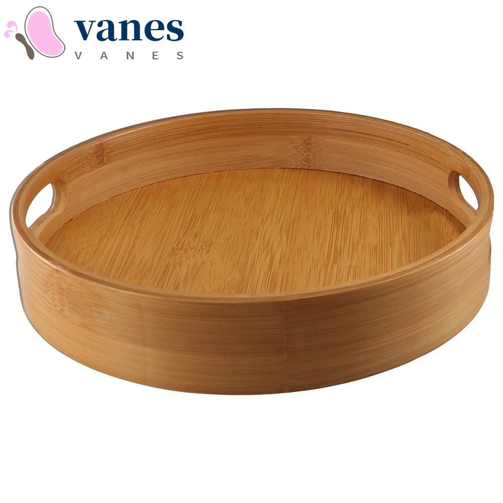 แวนส์1 ถาดกลมไม้,จานใส่อาหารชาไฟอเนกประสงค์,ถาดใส่อาหาร จานไม้ไผ่ที่ใช้งานได้จริงเรียบง่ายของตกแต่งบ้าน