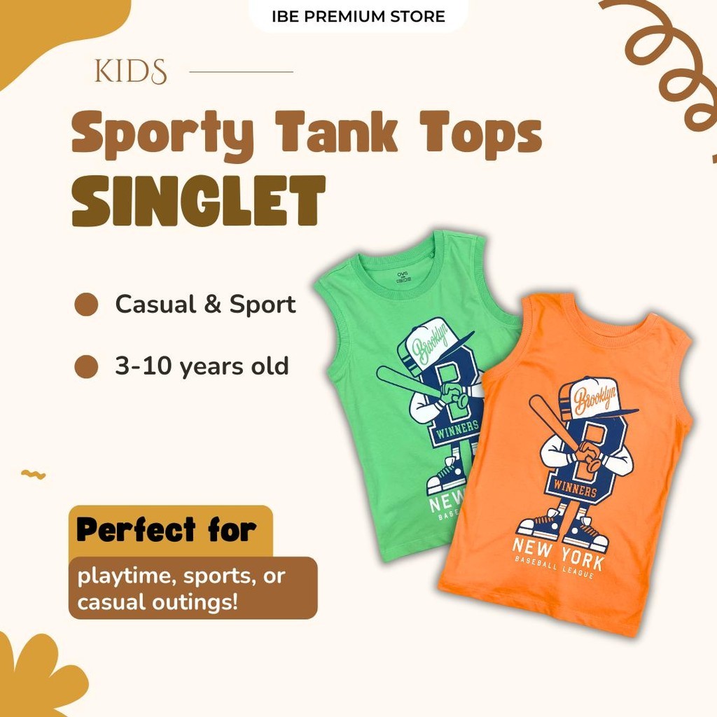 Kids Boy OVS เสื้อกล้าม Cool & Sporty / เสื้อยืดแขนกุด (3Y - 10 ปี)