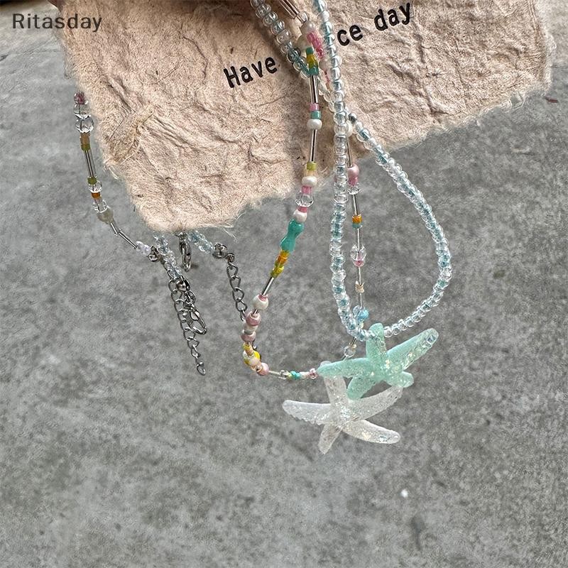 Ritasday แนวโน้มปลาดาวจี้สร้อยคอเรซิ่นเงาลูกปัด Choker Clavicle Chain สร้อยคอหวานสําหรับผู้หญิงสาวฤดูร้อนวันหยุดเครื่องประดับใหม่