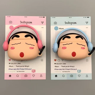 Crayon Shin Chan สวมใส่หูฟัง AirPodsPro2 กรณี AirPods 4/3/1/2 หูฟัง Apple ฝาครอบป้องกัน