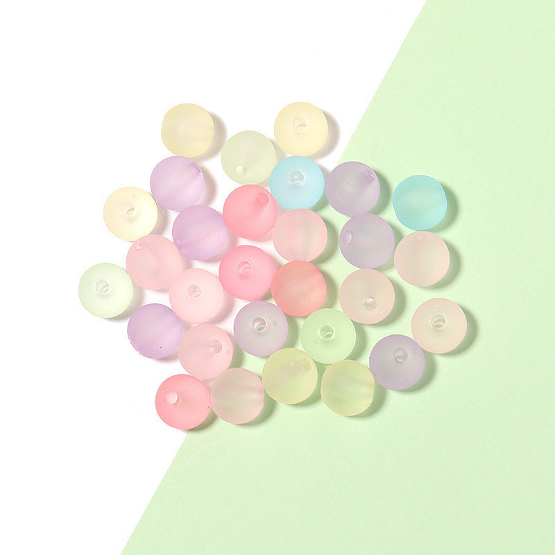 30 ชิ้น/แพ็ค อะคริลิค มาการอง สีหลุมรู้สึกสีโปร่งใส มีน้ําค้างแข็ง รอบลูกปัด ทําเอง เครื่องประดับลูกปัด