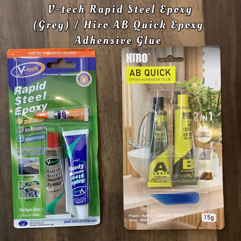 V-tech Rapid Steel Epoxy (สีเทา) / Hiro AB Quick Epoxy Adhensive Glue