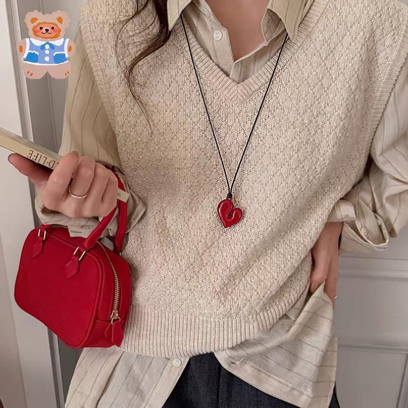 [CRS]สร้อยคอจี้รักสมมาตรเกาหลีสร้อยคอผู้หญิงแฟชั่นขนสัตว์,วันเกิดประณีต