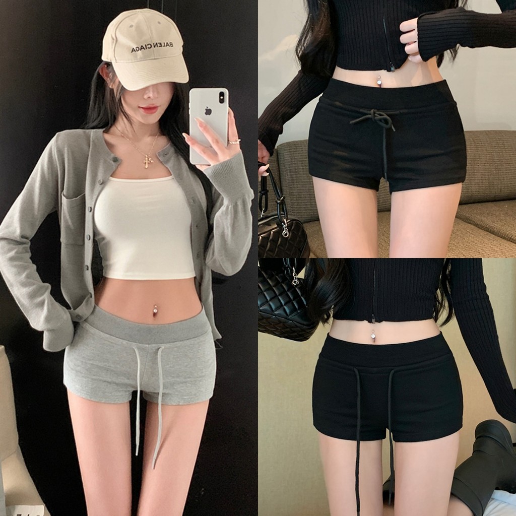 🍈Evelyn🍈กางเกงขาสั้น รัดรูปสีพื้น สไตล์มินิมอล ยืดตามตัว ขาสั้นเอวสูง ผ้าใส่สบาย พร้อมส่ง#FY2821