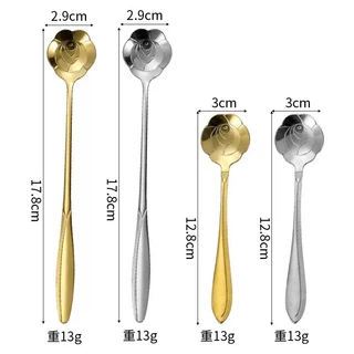 KOALA 12/17.8cm รูปทรงดอกไม้ต่างๆ สีทองกับสีเงิน ช้อนสแตนเลส ช้อนกาแฟ