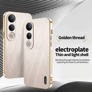 หรูหรากรณีโทรศัพท์หนังสำหรับ VIVO V60 V50 V40 Lite V30 Y38 Y19S Y04 Y21D X200S Y03 Y18 y28s X200 Pro Mini X200 Ultra วีโว่ Case กันกระแทกชุบชายแดนปกหลัง