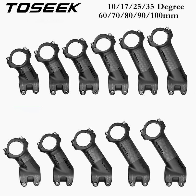 TOSEEK คาร์บอนจักรยาน Stem Matte 10/17/25/35 องศา Mtb Stem 60/70/800/90/100 มม.จักรยาน Handle Bar Stem Power ขี่จักรยานอะไหล่