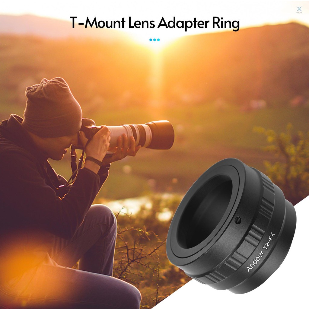 Andoer T2-FX โลหะเลนส์อะแดปเตอร์แหวน T/T2 Mount เลนส์อะแดปเตอร์สําหรับ Fujifilm X-T1/X-A1/X-E2/X-M1/X-E1 X-Mount กล้อง