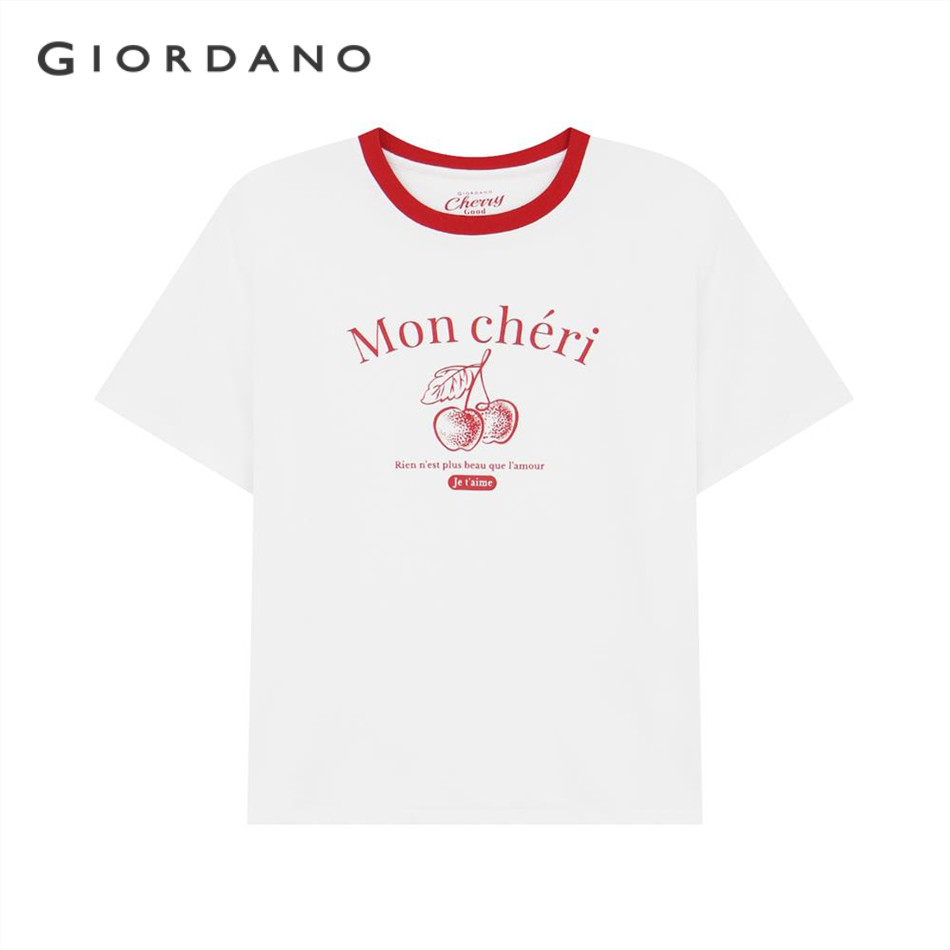 GIORDANO เสื้อยืดผู้หญิง Women's  Boyfriend Printed Tee 05395227