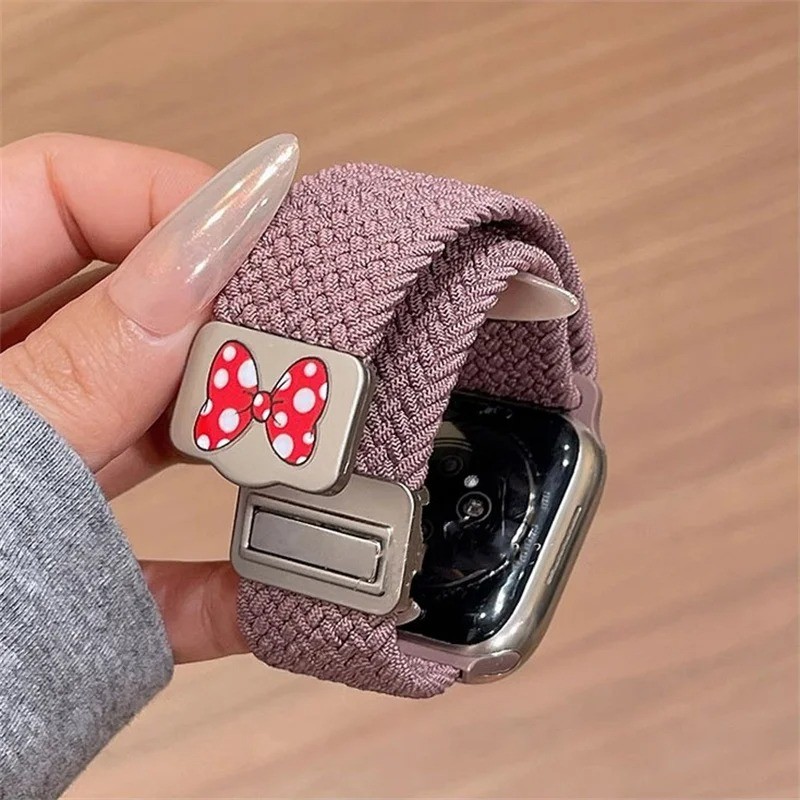 การ์ตูนน่ารัก Bowknot สายแม่เหล็กสําหรับ Apple Watch Band 41 มม.40 มม.42 มม.46 มม.45 มม.44 41 42 Ultra2 49 มม.Correa สําหรับ Iwatch Series 10 9 8 SE 7 6