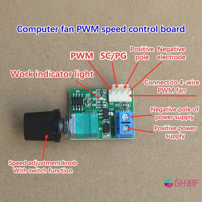 GHJBF] DC12V พัดลม Governor PWM Speed Controller พร้อมสวิตช์เดี่ยวช่อง 4 พิน Low Power Mute สําหรับเ
