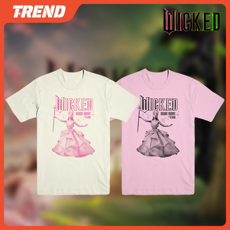 Wicked Ariana Grande ผ้าฝ้ายเสื้อยืดสําหรับผู้ชายและผู้หญิงVINTAGE Streetหลวมรอบคอพิมพ์แขนสั้นด้านบนPlusขนาดเรียบง่ายและแฟชั่นเสื้อลําลองTee