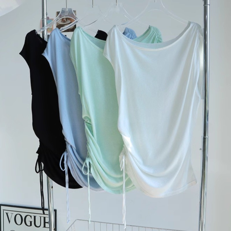 MAGIEYOGASports Tops Drawstring Pleats High Elasticity Breathable T-shirt Fitness Gym