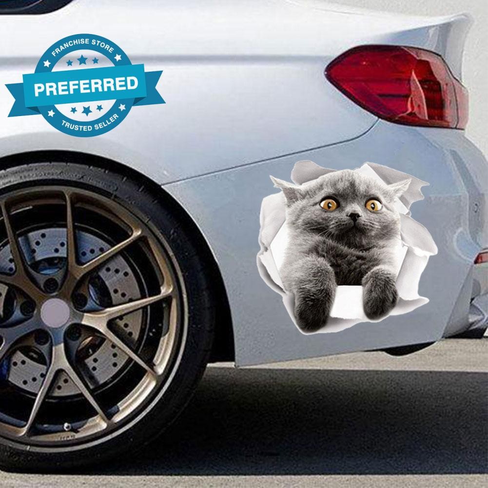 สติกเกอร์รถภายนอก 3d สามมิติภาพ Pvc Cat Hole Self-กาวรถกันน้ํา P1g7