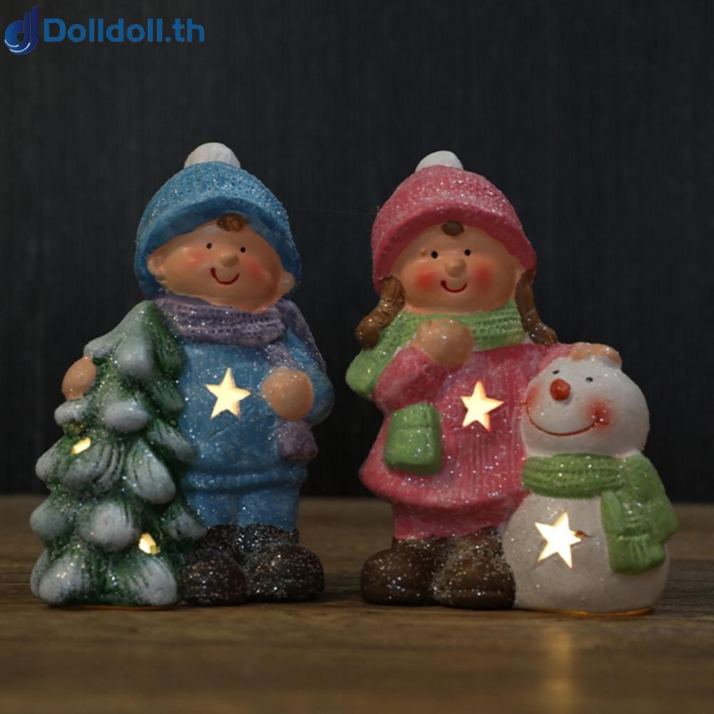 [Dolldoll]LightUp Decorative Porcelain Dolls Boys and Girls for Holiday Table or Fireplace