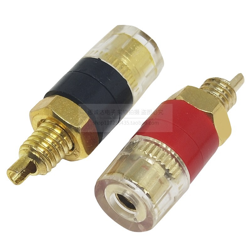 ทองแดงบริสุทธิ์ Gold-Plated 520 ขนาดเล็กโปร่งใสคริสตัล Terminal โพสต์เครื่องขยายเสียงลําโพงลําโพงเสียง Terminal 4 มม. Banana Socket