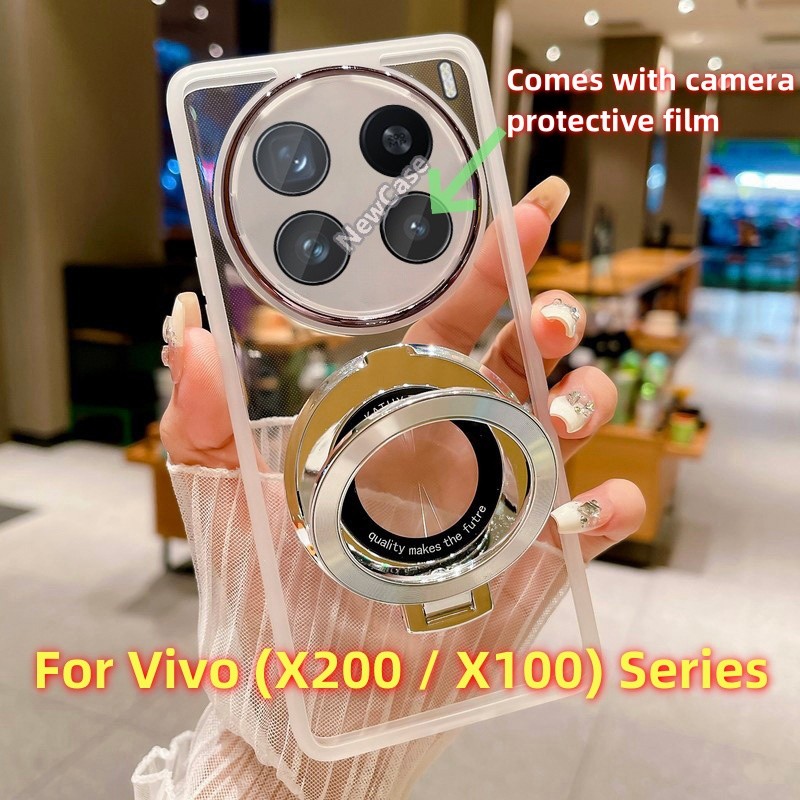 ปลอกสีสันสําหรับ Vivo X200 Pro Mini 5G VivoX200 X100 X100s Pro Ultra ซิลิโคนกันกระแทก 3D CD Ring Stand Holder เคสโทรศัพท์มาพร้อมกับกล้องป้องกันฟิล์มปกหลัง