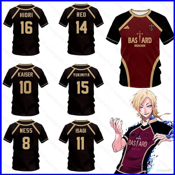 Blue Lock Jersey Tshirt Anime Tee เสื้อแขนสั้นคอสเพลย์ Bastard Munchen แฟชั่นเสื้อกีฬาลําลอง Oversize