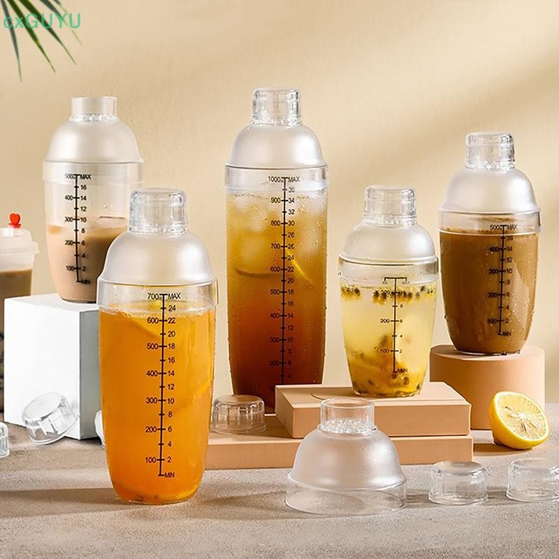 [cxGUYU] แก้วค็อกเทลพลาสติกเครื่องปั่นมือพร้อมเครื่องชั่งน้ําหนัก 350ml/530ml/700ml/1000ml ชานมไวน์เครื่องดื่ม Shaker Mixer Bar เครื่องมือ PRTA