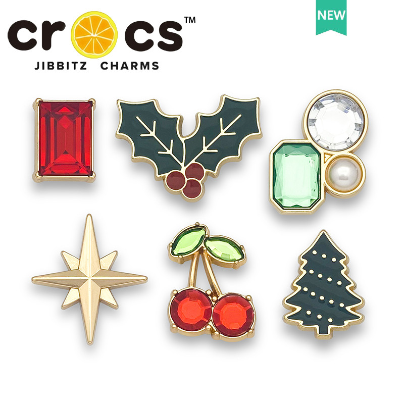 Jibbitz crocs ชาร์ม หัวเข็มขัดรู อุปกรณ์เสริมรองเท้าโลหะ อัญมณี ต้นคริสต์มาส DIY อุปกรณ์เสริมรองเท้า จิ๊บบิท ตัวติดรองเท้า crocs