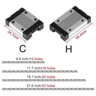 1 ชิ้น MGN7C MGN7H MGN9C MGN9H MGN12C MGN12H MGN15C MGN15H คู่มือรางเชิงเส้น 100mm-950mm พร้อม 1 ชิ้น MGN สไลด์สีดำ