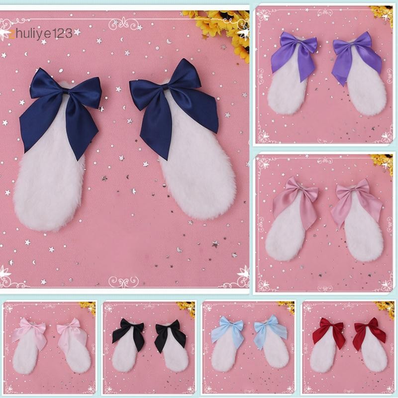 <zhuliye123> 1 คู่กระต่ายหูคลิปผมริบบิ้นโบว์กิ๊บเครื่องแต่งกาย Headwear คอสเพลย์ Nice