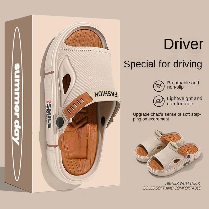 ผู้ชายรองเท้าแตะกีฬาคุณภาพสูงตัวอักษร Graffiti Driver ขับรถเฉพาะรองเท้าแตะ EVA หนา Soled Anti-Slip