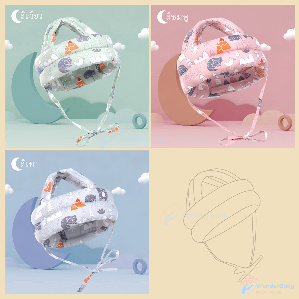 WONDERBABY กันน็อคเด็ก กันน็อกเด็ก ปกป้องอันตรายจากการล้ม หมวกเด็ก เด็กหัดเดิน หมวกกันกระแทกเด็ก 360 องศา หมวกกันกระแทก