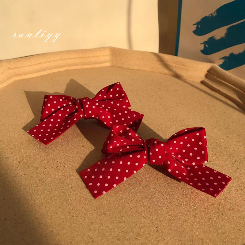 ส่งเร็ว🌼กิ๊บติดผมโบว์สีแดงหวานสไตล์เกาหลีคลิปด้านข้างละเอียดอ่อนนักเรียนเครื่องประดับผมสำหรับเด็กผู้หญิง-Ranliyy - รูปที่ 4