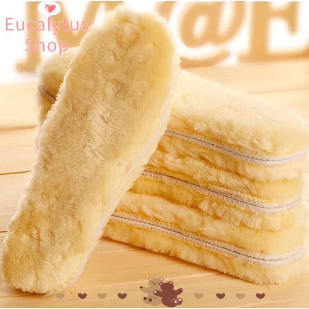 Eucalytus1 พื้นรองเท้าทําความร้อนขนสัตว์, Thicken Odorproof Sport Insole, Soft Breathable Absorbeat Sweater Warm Thermal Insoles ผู้ชายผู้หญิง
