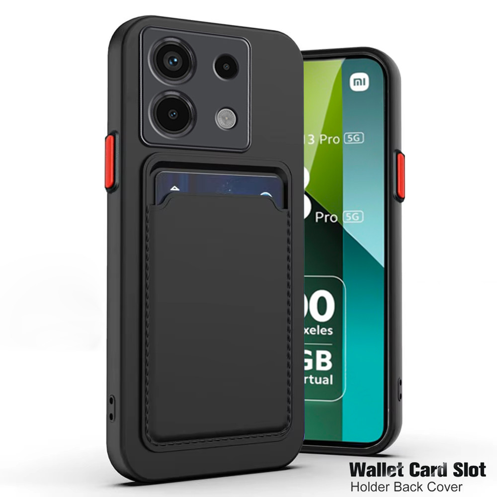 กระเป๋าสตางค์พร้อมช่องใส่การ์ดฝาครอบโทรศัพท์สําหรับ Xiaomi Redmi Note 13 Pro Plus Redmi13 13C 4G Note13 Pro 5G กันกระแทกซิลิโคนอ่อนนุ่มป้องกันเปลือกผู้ถือบัตรปุ่มที่มีสีสัน