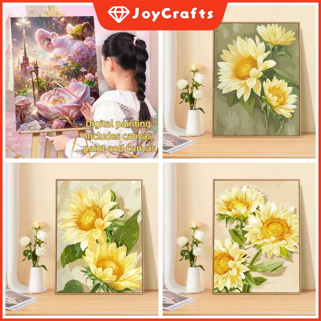 JCPersimmon Ruyi ภาพวาดสีโดยตัวเลข 0 พื้นฐาน DIY ภาพวาดสีน้ํามันดิจิตอลมือวาดภาพวาดสีน้ํามันอะคริลิบรรจุ Healing Decompression ภาพวาดตกแต่ง