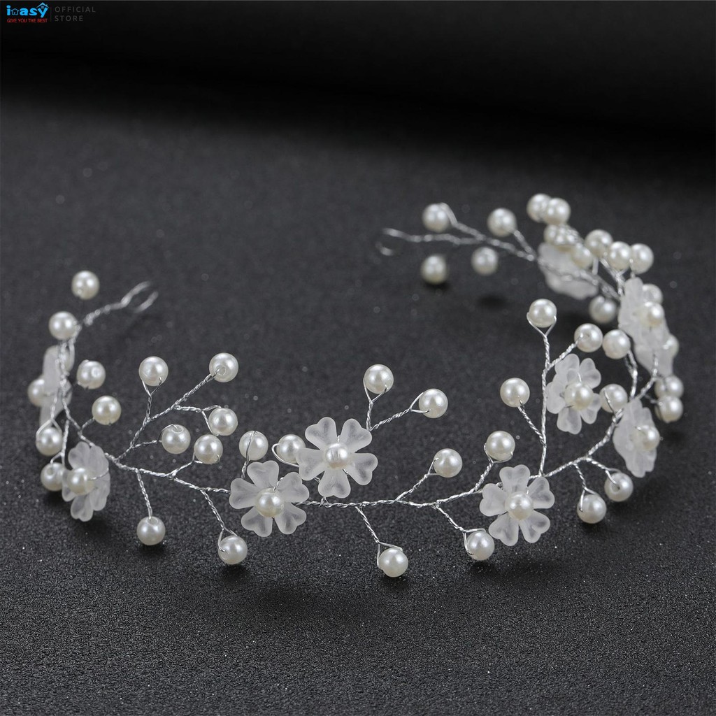 ดอกไม้โปร่งใสหวานผม Hoop Handmade Stability หรูหรา Pearls Headwear