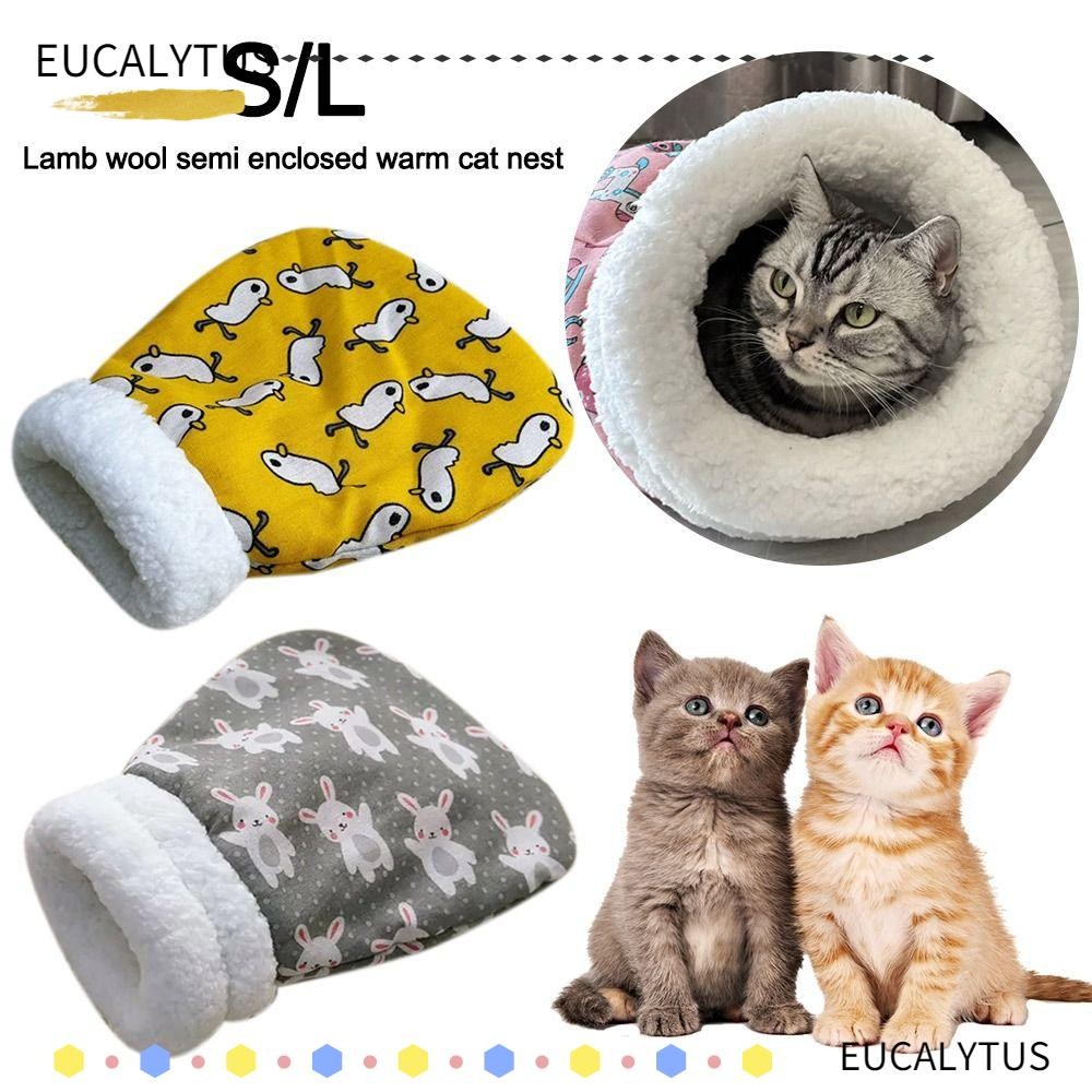 Eutus Cat Cave Bed, Plush หนาถุงนอนแมว,น่ารักฤดูหนาว Warm Pocket ประเภทการ์ตูนลูกแมวผ้านวมเตียงสัตว์เลี้ยงอุปกรณ์