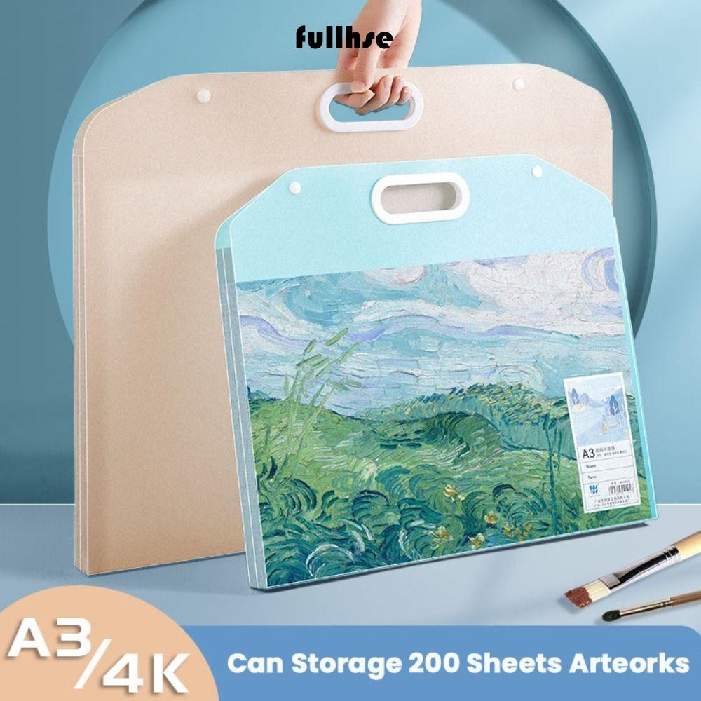 Fullhse ภาพวาดถุงเก็บกระดาษ, แฟ้มแบบพกพา A3/4K, คุณภาพสูงกันน้ํา 4K/8K/16K กระดาษ Organizer ของขวัญนักเรียน