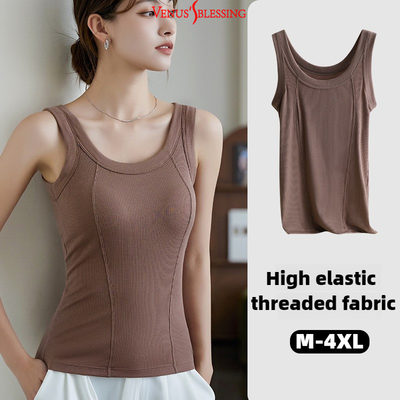 M-4xl Simple Modal Plus size camisole สําหรับผู้หญิง 40-90kg thread Slimming sleeveless top