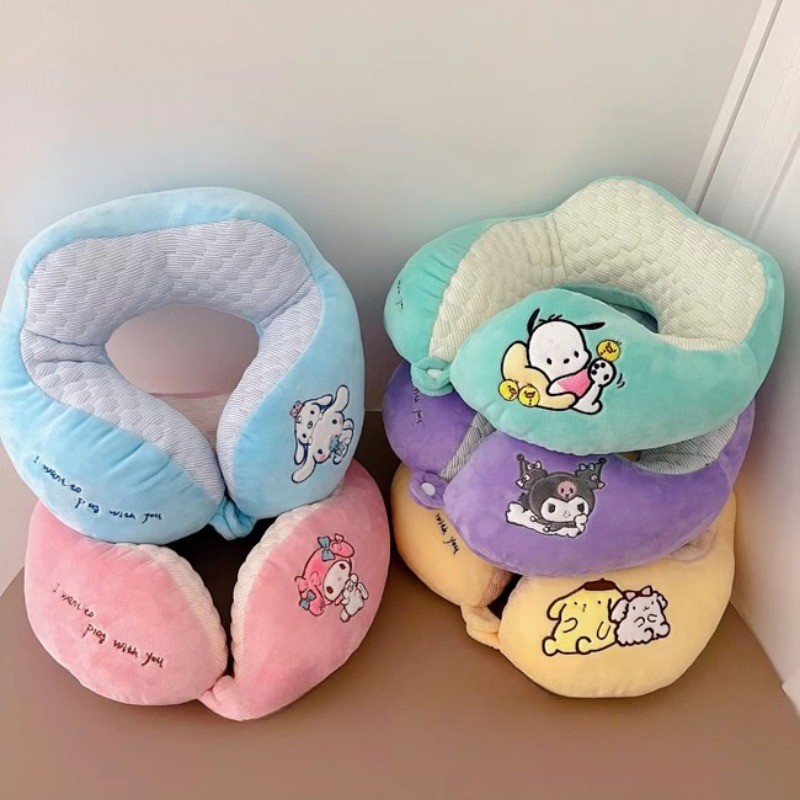 อะนิเมะ Sanrio U-รูปหมอนตุ๊กตาการ์ตูน Kuromi Cinnamoroll หมอนรองคอ My Melody หมอนเดินทางของเล่นเด็กผู้หญิง