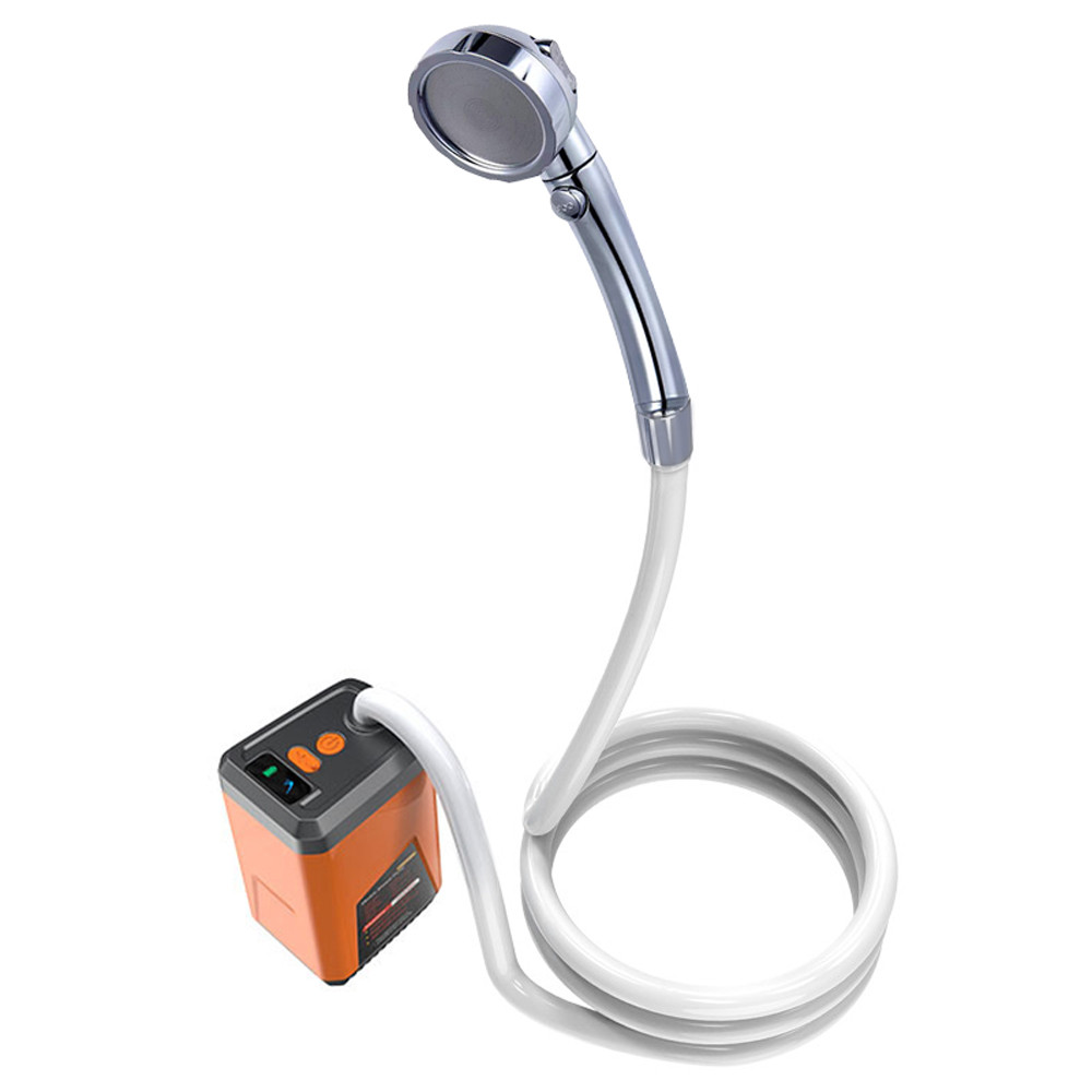 Spssth แบบพกพา Camping Shower ปั๊มน้ําไฟฟ้ากลางแจ้งแบตเตอรี่ชาร์จ Powered Shower กันน้ําสนับสนุน 3 โหมดน้ําสําหรับ Camping Hiking Backpacking Travel Beach สัตว์เลี้ยง W