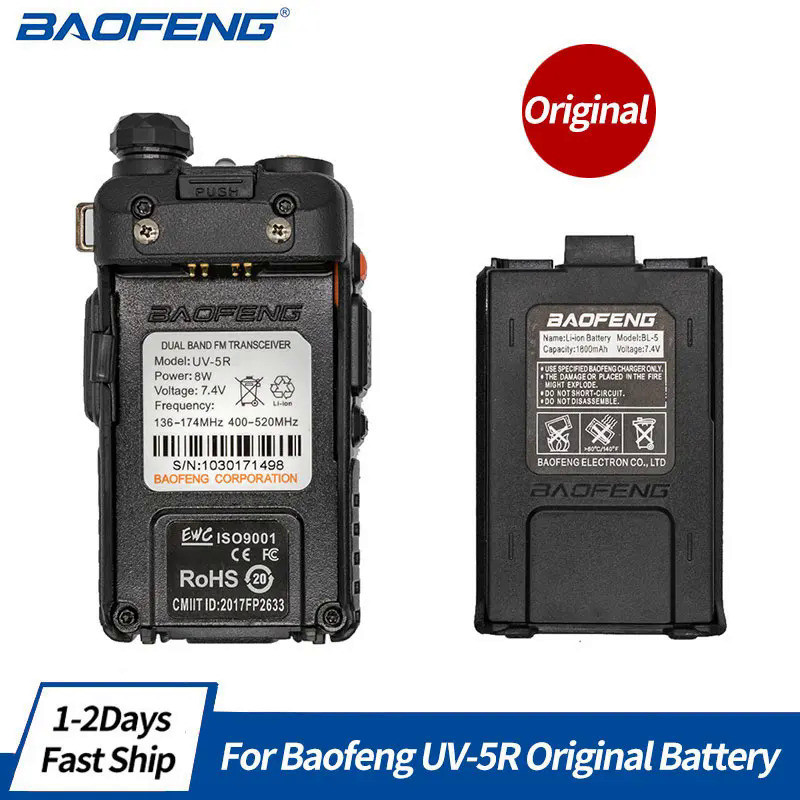 Original BAOFENG UV-5R BL-5 7.4V 1800mAh Li-ion Battery For Baofeng Walkie Talkie UV-5R UV-5RE Serie