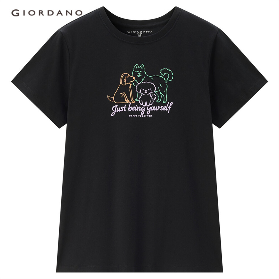 Giordano WOMENBeau MondeWomens Cotton Print Short Sleeve Tee 0 13324325