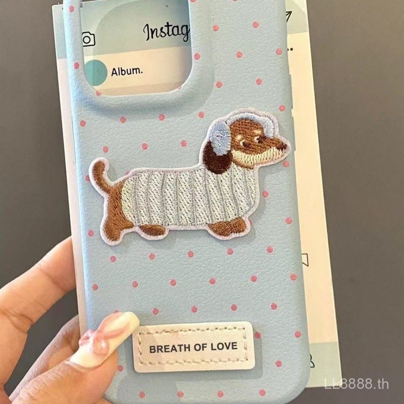 เคสโทรศัพท์มือถือสำหรับ iPhone หนังเทียมลายจุดสุนัข16/15Promax/14รุ่นใหม่13/12/11pro เฉพาะกลุ่ม xsmax/XR สร้างสรรค์7/8PLUS เคสป้องกันแบบเต็มรูขนาดใหญ่5znv